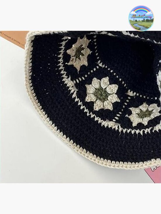Handmade Crochet Bucket Hat Knitted Floppy Fishing Hat Floral Striped Outdoor main image 7